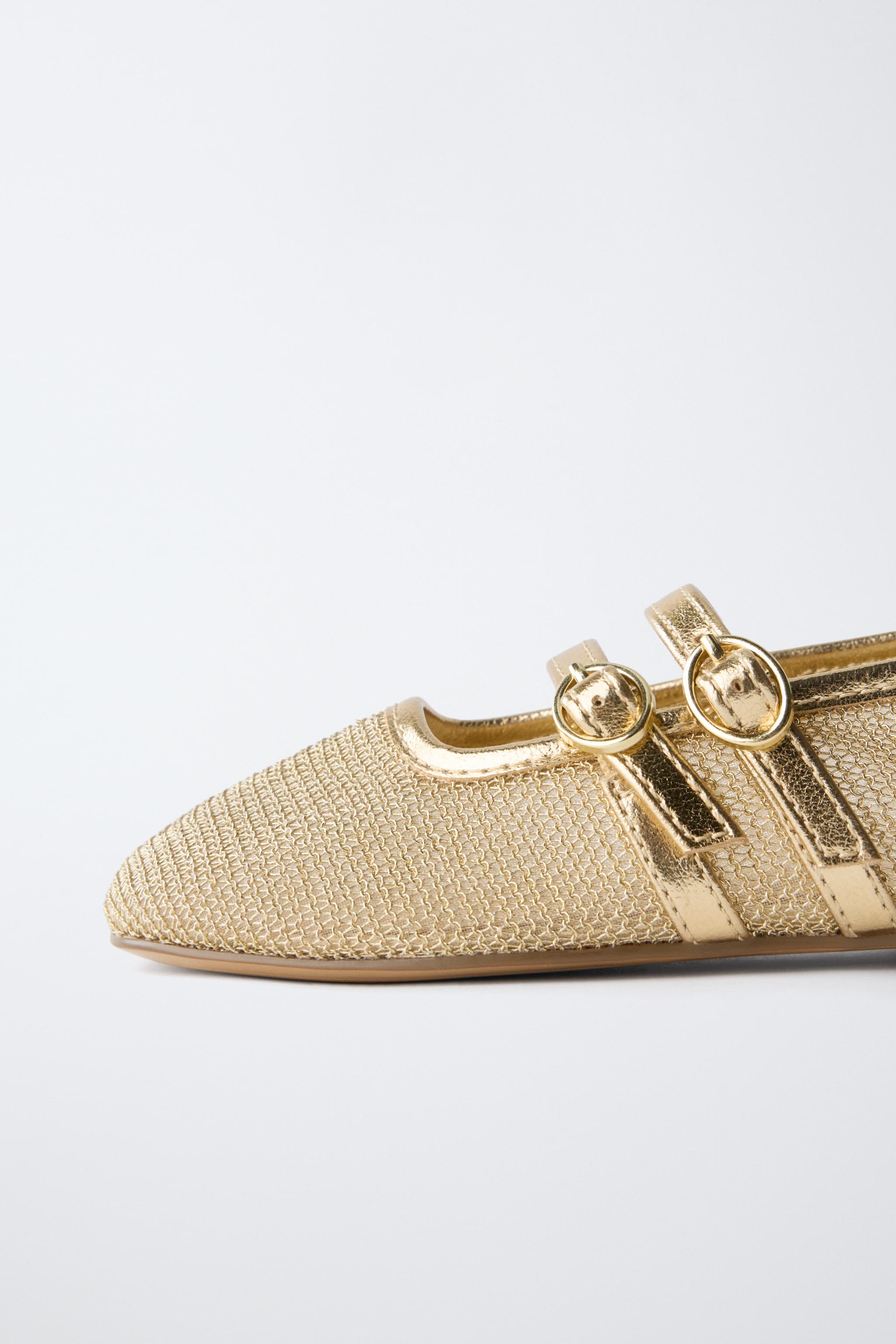 METALLIC DOUBLE STRAP BALLET FLATS